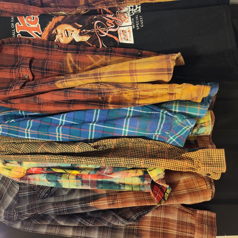 ****UNLISTED*****MYSTERY PICKEDVintage CUSTOM BLEACHED  Flannel Shirt